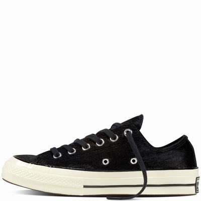 Converse Chuck Taylor All Star ‘70 Cheetah Pony Hair Low Tops Womens - Black/Black Shoes (723LQARU)